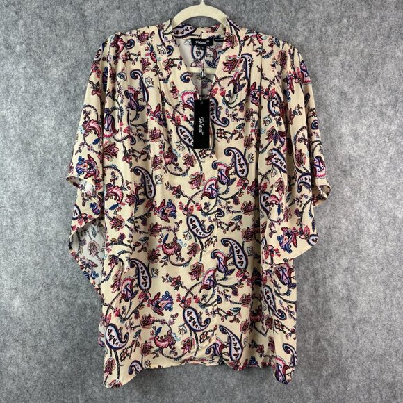 NWT Tolani Batwing Blouse Size S Cupro Paisley Floral Boho Chic Oversized - Picture 1 of 11